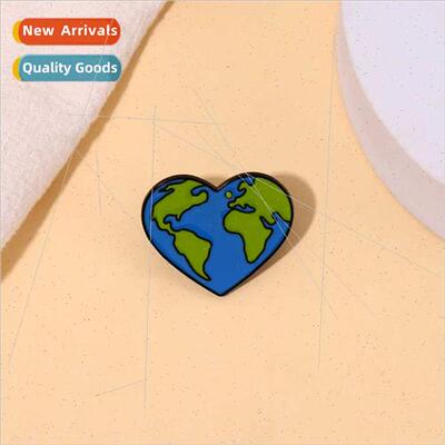 New blue heart shape alloy brooch protect earth clothes bag