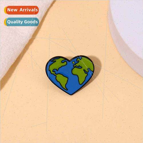 New blue heart shape alloy brooch protect earth clothes bag