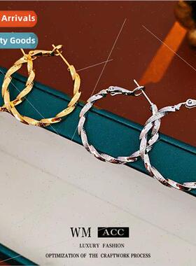lver pin pleated spiral metal earrings Europe simple fashion