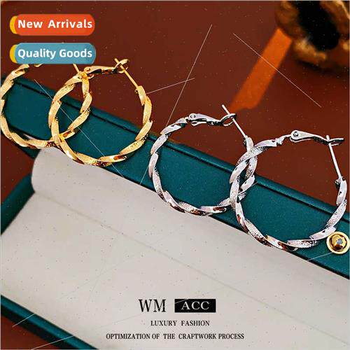 lver pin pleated spiral metal earrings Europe simple fashion