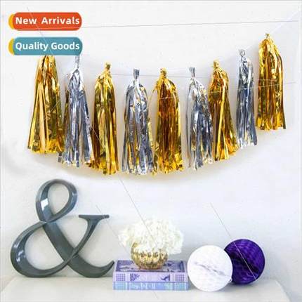 New gold silver paper tassel ribbon pull flower ribbon child