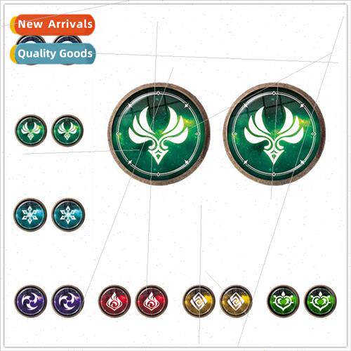 Genshin Impact Time Gemstone Earrings God Eye Water Wind Thu