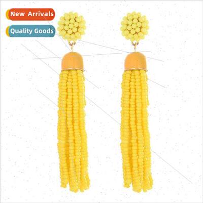 Fashion Tassel Earrings Set Beat Rice Bead Earrings
