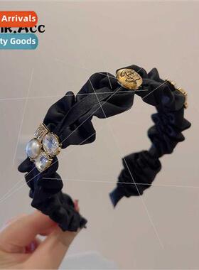 black Hepburn rhinestone luxury French retro high  satin kno