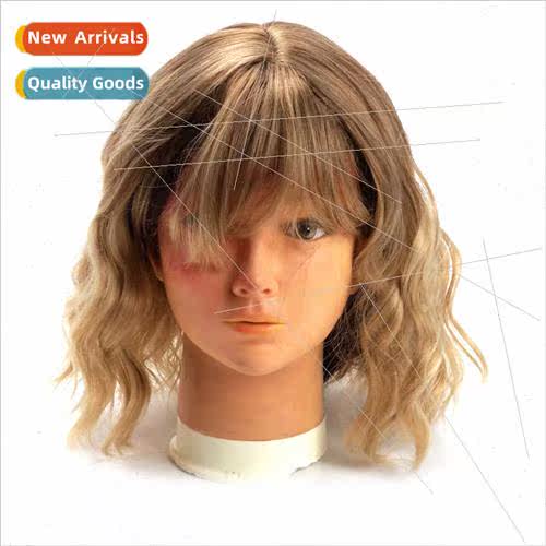 Europe whe air bangs gradient blonde big wave long curly hai