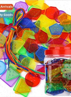 Early Learning Geometric Transparent Button Threading String