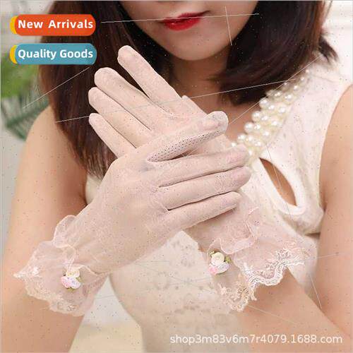 Sunscreen gloves female summer thin breathable small flowers