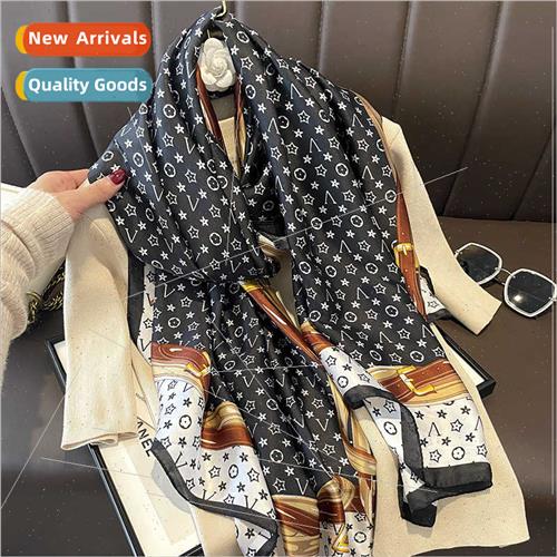 2023 silk scarf female spring summer fall new Korean  printe