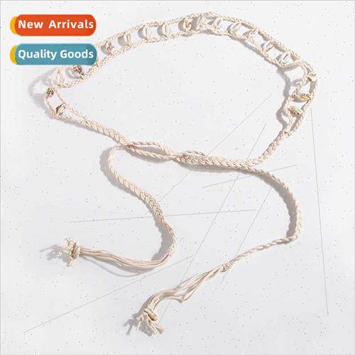 Women hand-woven waxed rope wood beads imation shell ethnic