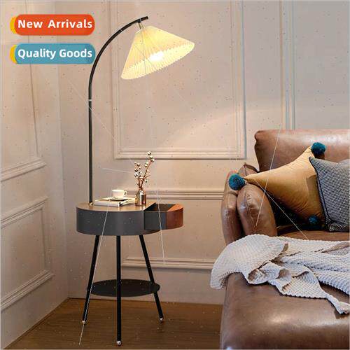 Scandinavian living room pleated floor lamp wh coffee table