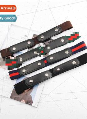 Slim elastic buckleless elastic invisible belt jeans decorat