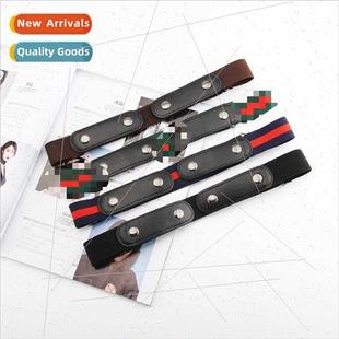 Slim elastic buckleless elastic invisible belt jeans decorat