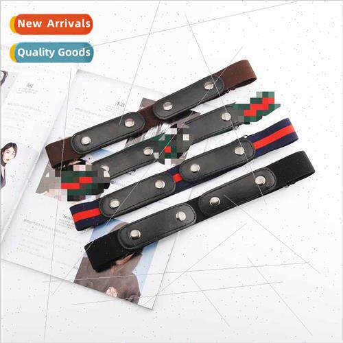 Slim elastic buckleless elastic invisible belt jeans decorat
