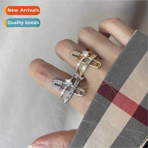 diamonds double-layer pin star ring Europe paper clip open i