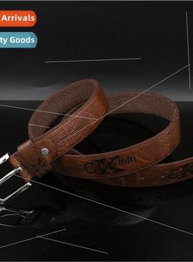 Men Chipped Edge Alloy Buckle Belt Fashion Printed Pin Buckl