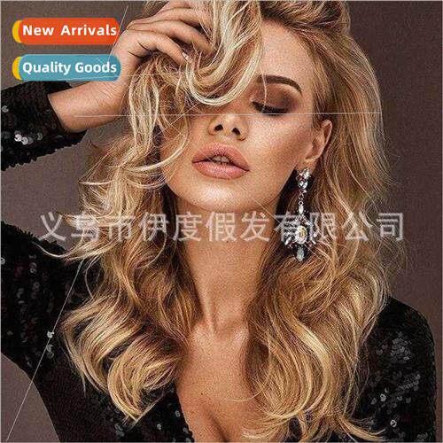 Wig Europe Wigs Flaxen Medium Length Curly Rose Web Wig Sets