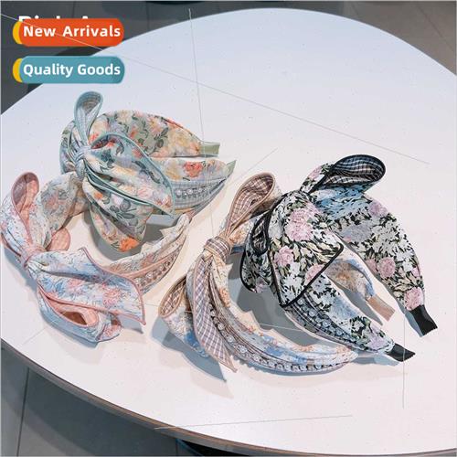 Korean hair accessories retro flowers color blocking large