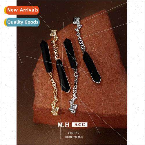 Water drop long earrings female hip hop hottie retro 925 sil