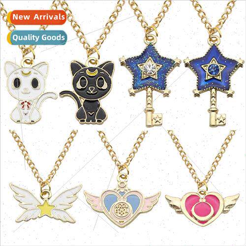 Anime  alloy oil drop cat American Girl Warrior necklace new