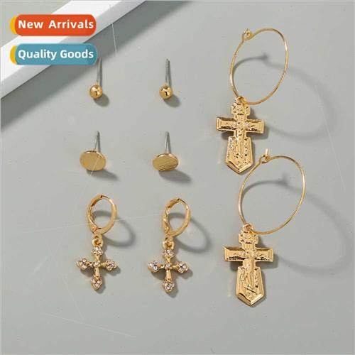 Europe earrings hundred retro punk hip-hop cross pendant ear