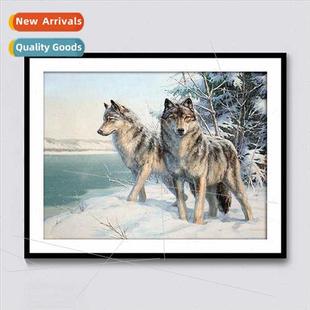 animal series living painting room snow new Diamond wolf