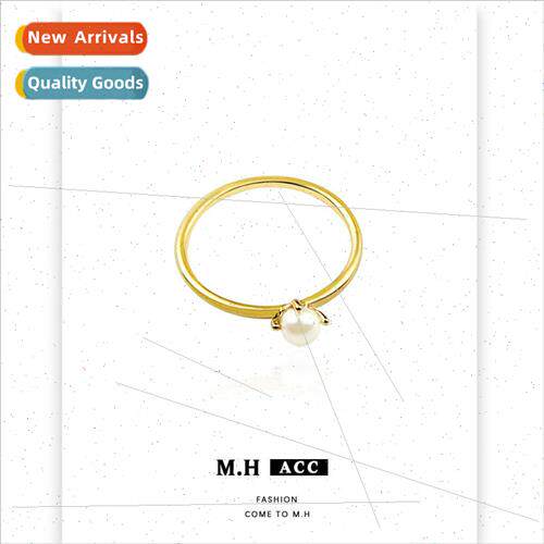 French gold pearl ring female gentle wind hundred matching f