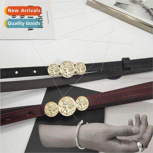 Women  simple versatile thin waist three gold coins coat tun