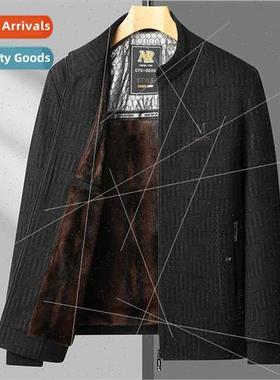 Men stand-up collar padded chenille jacket middle-aged busin