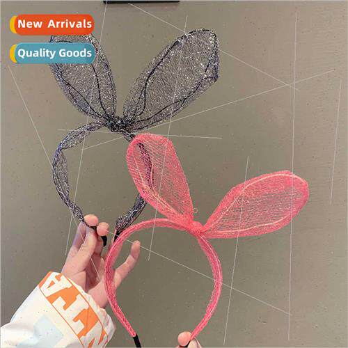 Korea girls modern rabb ears mesh hair band cute girl bow he