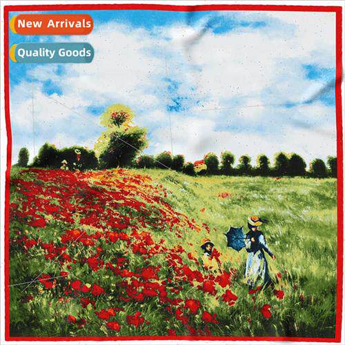 Art Oil Painting Landscape Satin lk Scarf Small Square Scarf