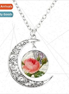 New Oil Painting Floral Scene Sunset Round Glass Dome Pendan