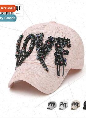 Korean  spring summer new crystal LOVE baseball cap nd ladie