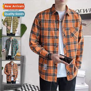 sense men sleeved long tide senior fall spring shirt Plaid