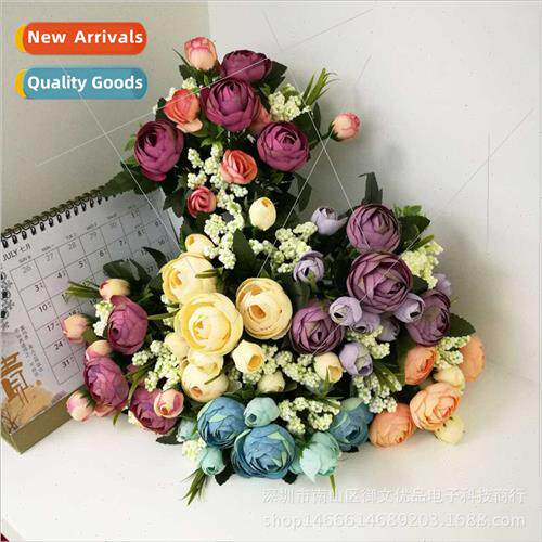 simulation dew lotus artificial silk flowers 7 head oil pain