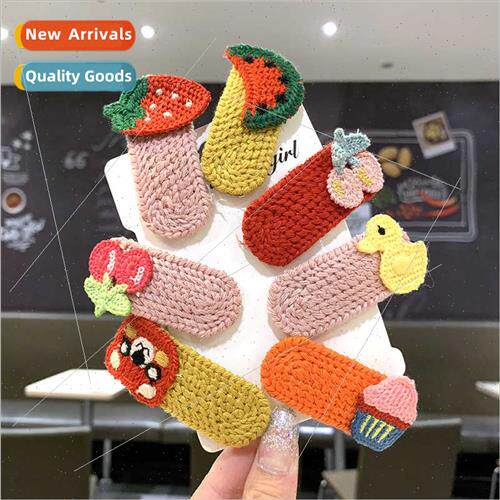 Korea handmade knted wool broken hairpin children side clip