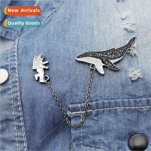 astronaut creative space whale corsag cartoon brooch fashion