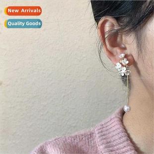 female earrings sense long mori Pearl tassel flower