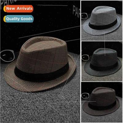 Checkered bowler hat middle-aged elderly spring fall casual