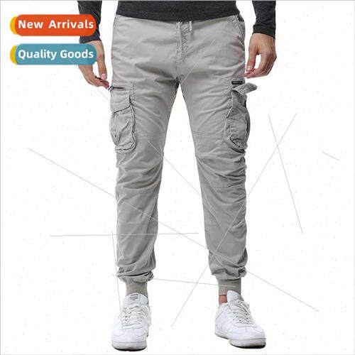 Work pants 2021 fall winter new men tie rope elastic waist c