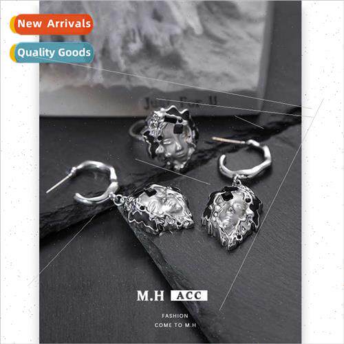 Human face mask earrings female hundred wh nd 925 silver pin