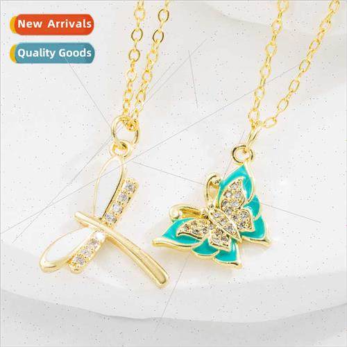 Europe New butterfly pendant copper gold-plated diamond drag