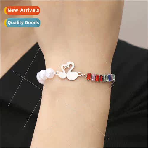 Europe stainless steel wh diamond swan imation pearl beaded