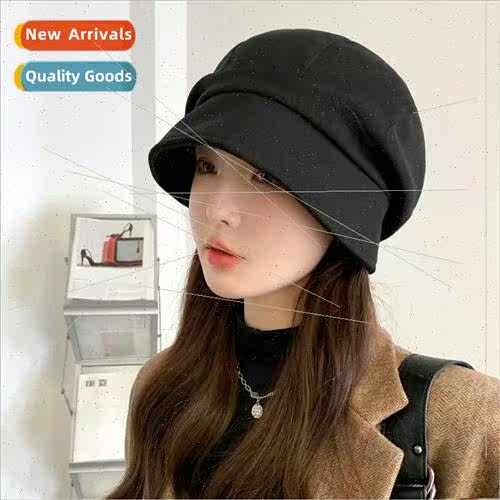 2023 new beret female black autumn winter temperament hundre