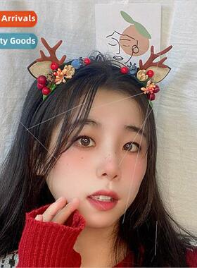 Christmas antler hair bands  women black cute -slip berry e