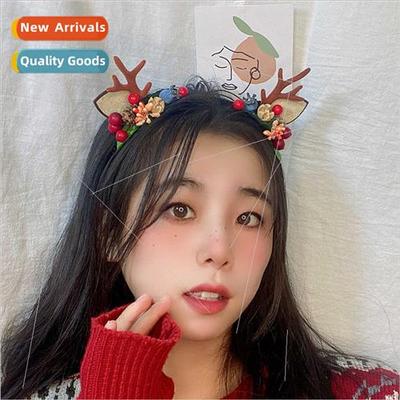 Christmas antler hair bands  women black cute -slip berry e