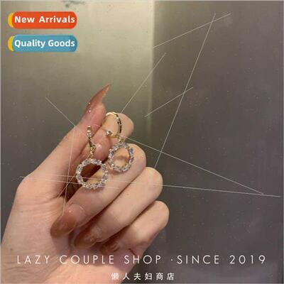 Zirconia circle earrings cold wind simple earrings 2022 new
