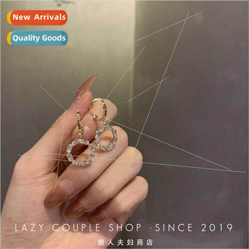 Zirconia circle earrings cold wind simple earrings 2022 new
