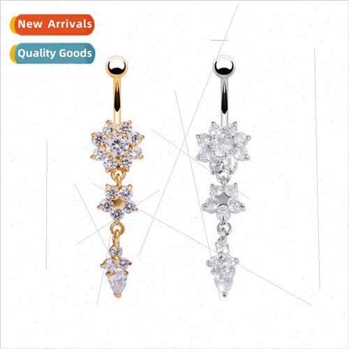 Fashion Piercing Jewelry Cubic Zircon Flower Pendant Navette