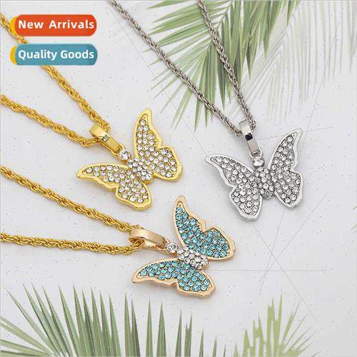 New  American retro two-color butterfly necklace fashion lad