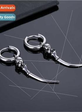Earrings skull machete vintage ear buckle tanium steel men d